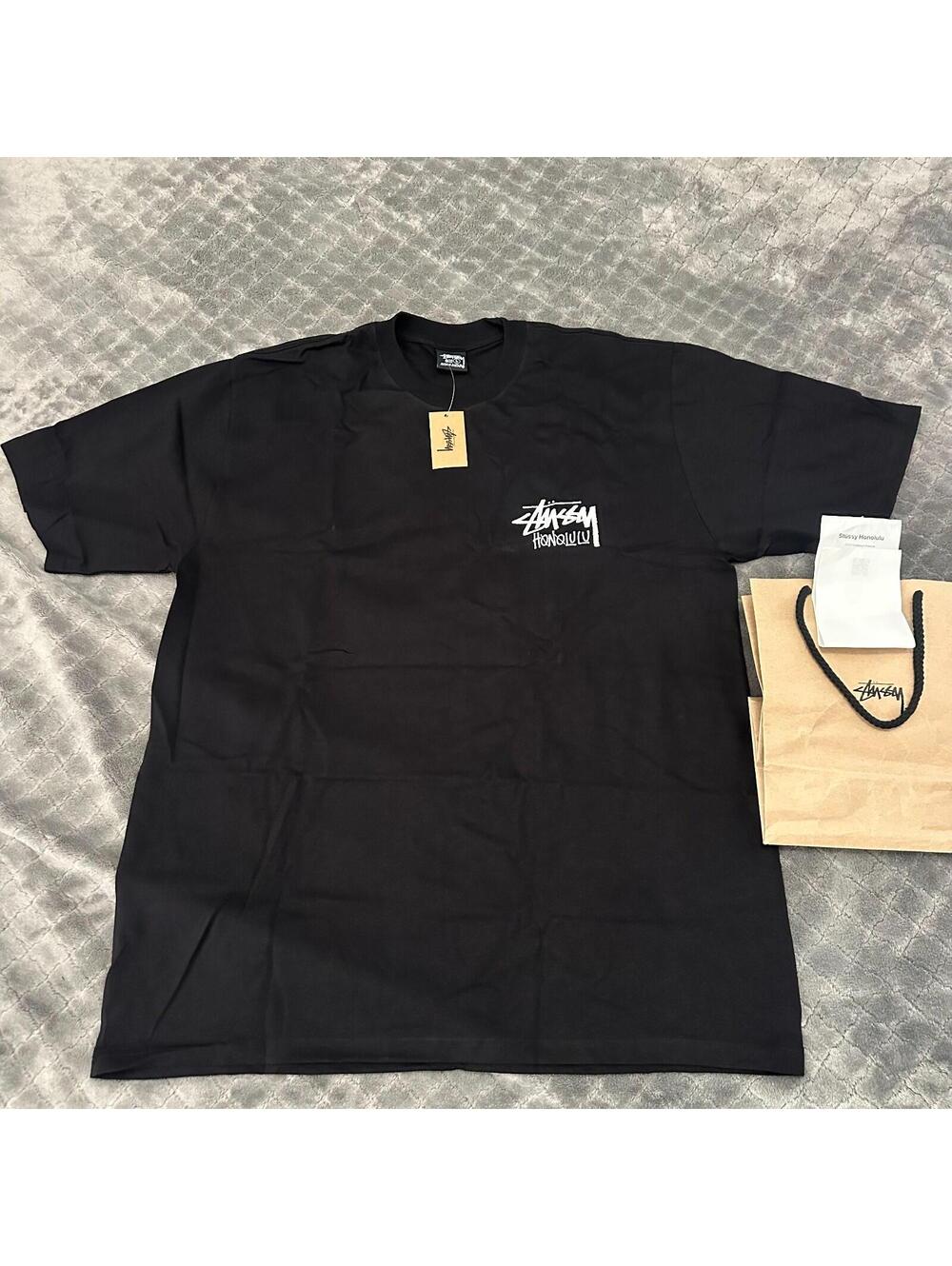 Stussy Honolulu T Shirt Large L Black Receipt Attached Hawaii Authentic Receipt